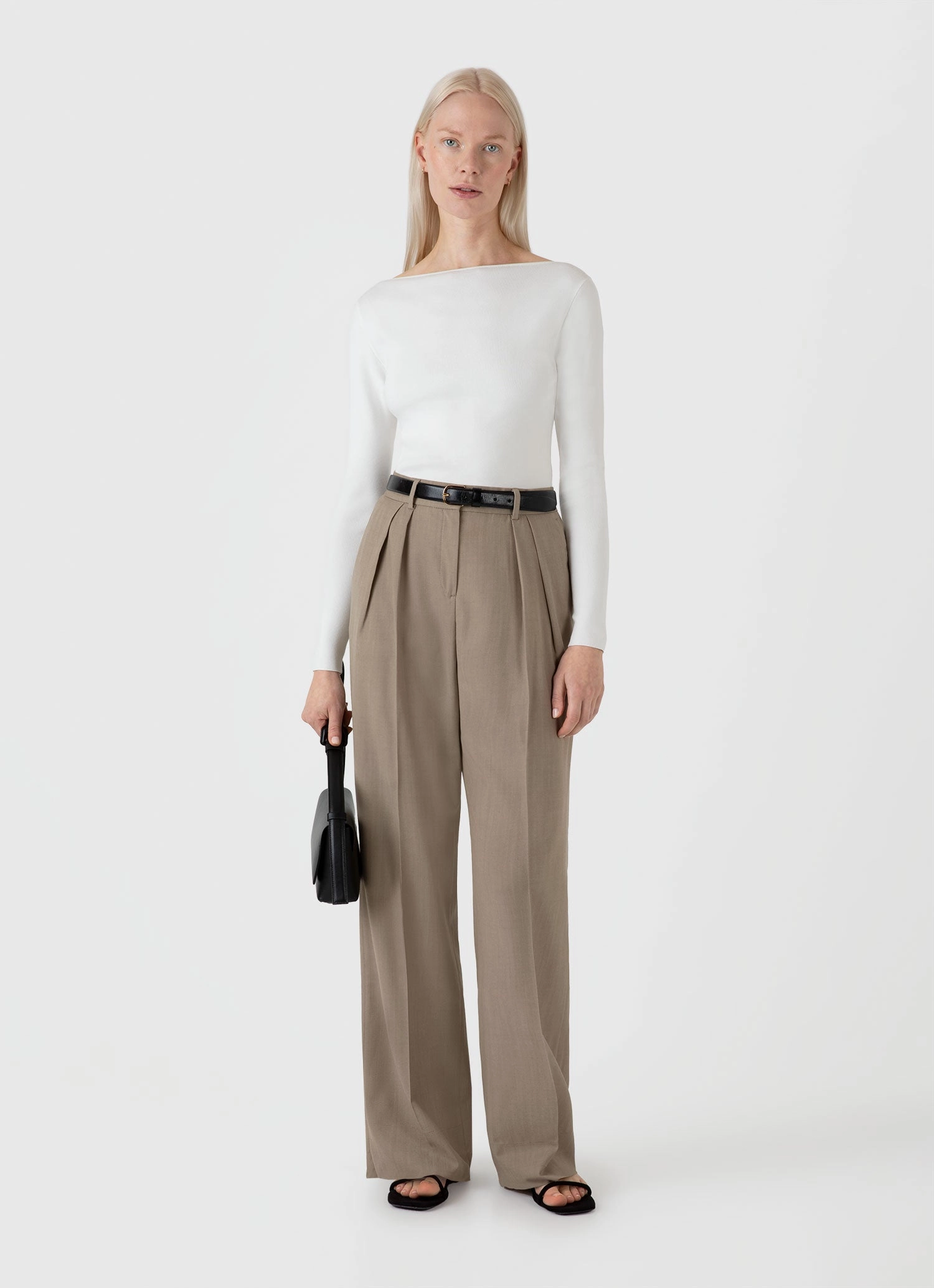 Elegant Fit Women's Viscose Slash Neck Top in Ecru