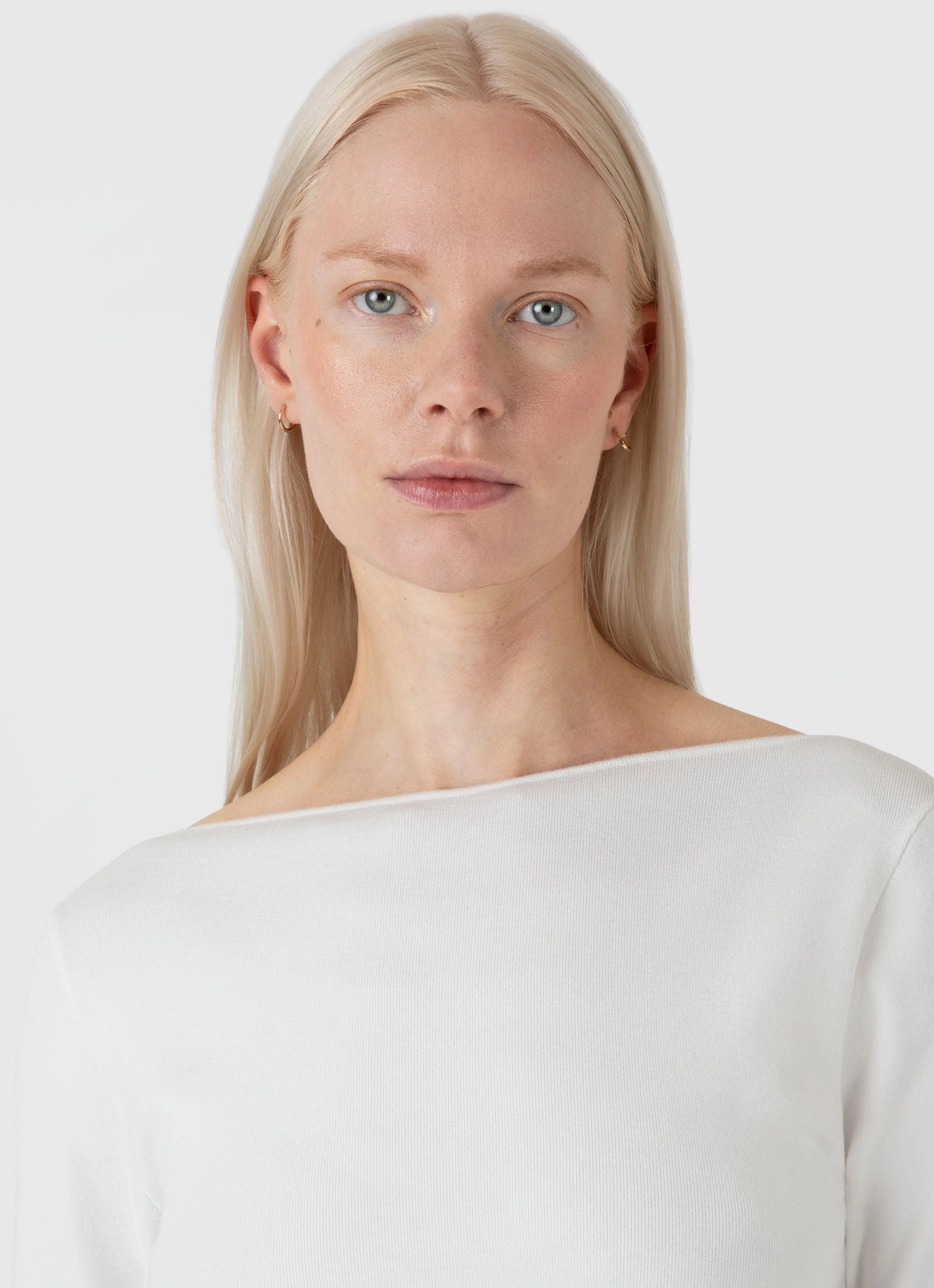 Elegant Fit Women's Viscose Slash Neck Top in Ecru