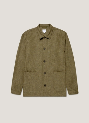 Men's Wool Twin Pocket Jacket in Sea Moss Zip Front Jacket