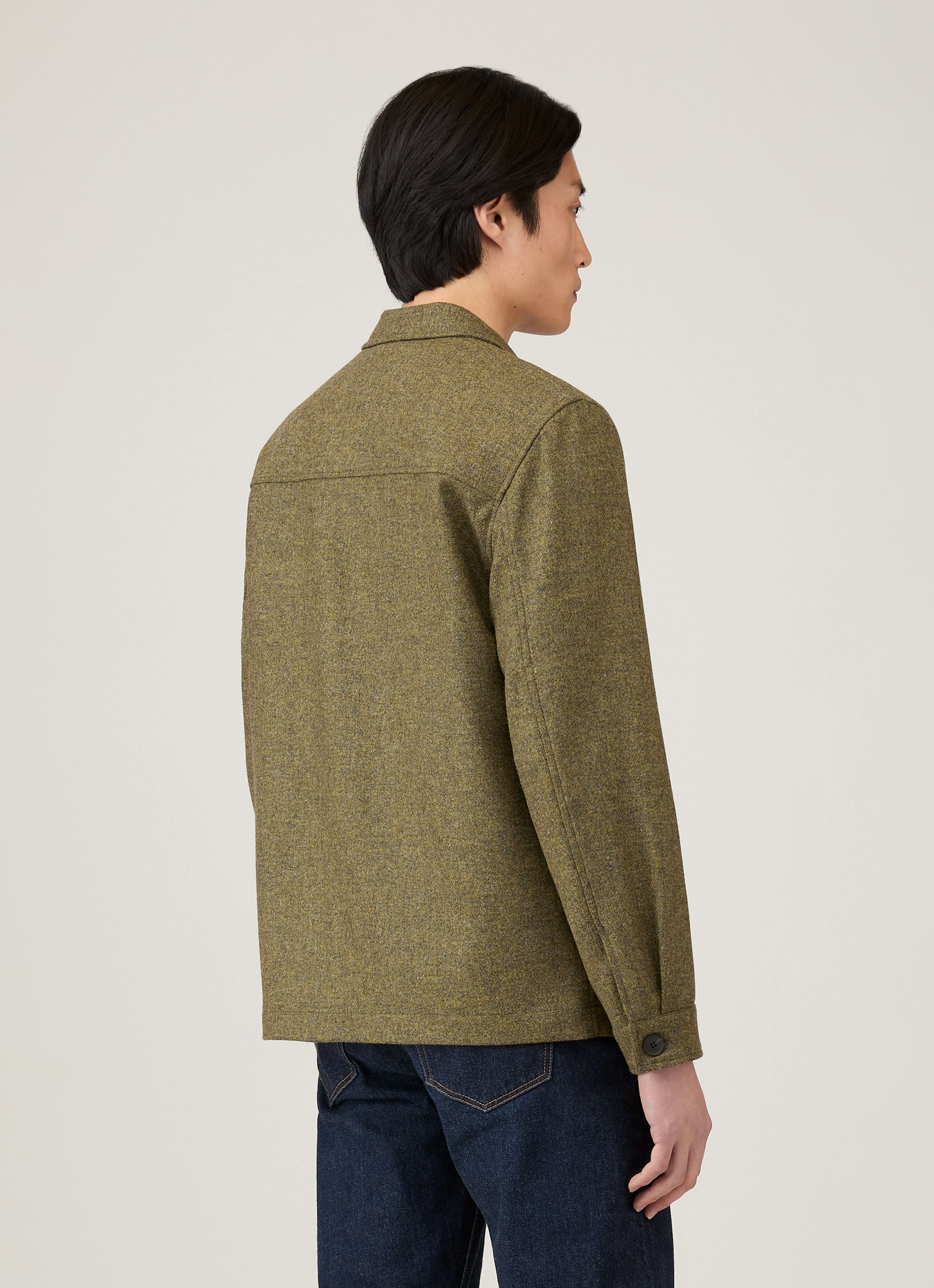 Elegant Layer Men's Wool Twin Pocket Jacket in Sea Moss