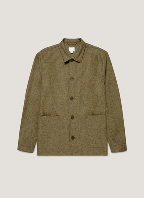 Men's Wool Twin Pocket Jacket in Sea Moss Zip Front Jacket