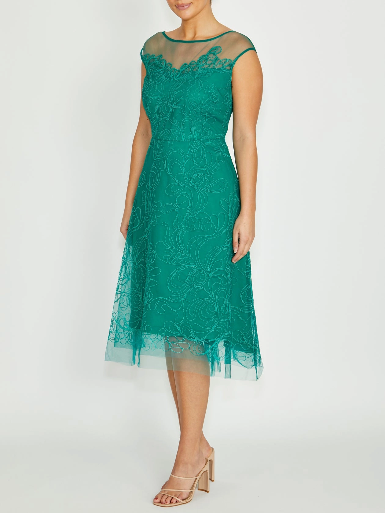 Elegant Touch Stellar Sea Green A-Line Dress