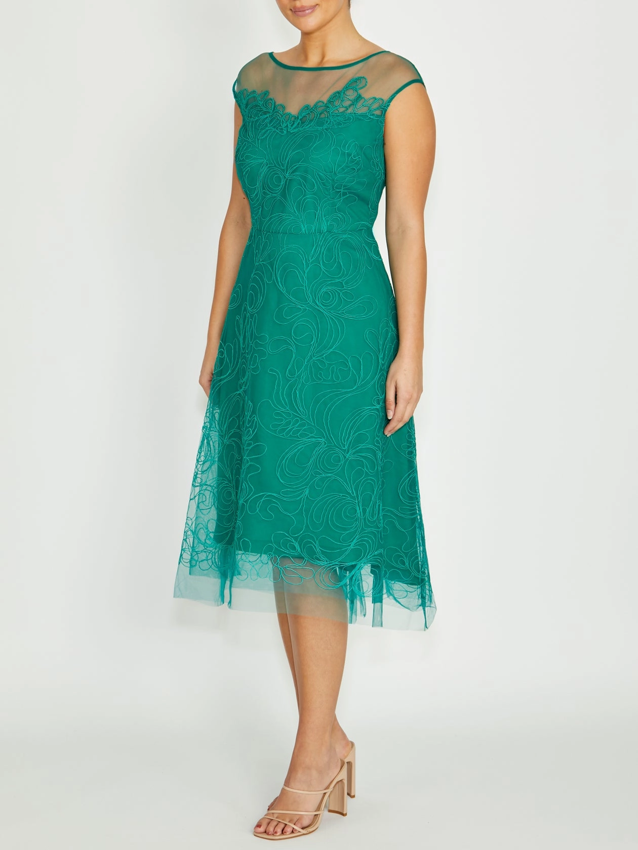 Elegant Touch Stellar Sea Green A-Line Dress