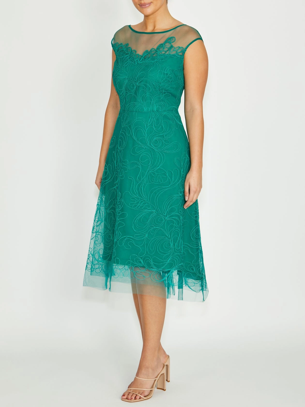 Elegant Touch Stellar Sea Green A-Line Dress