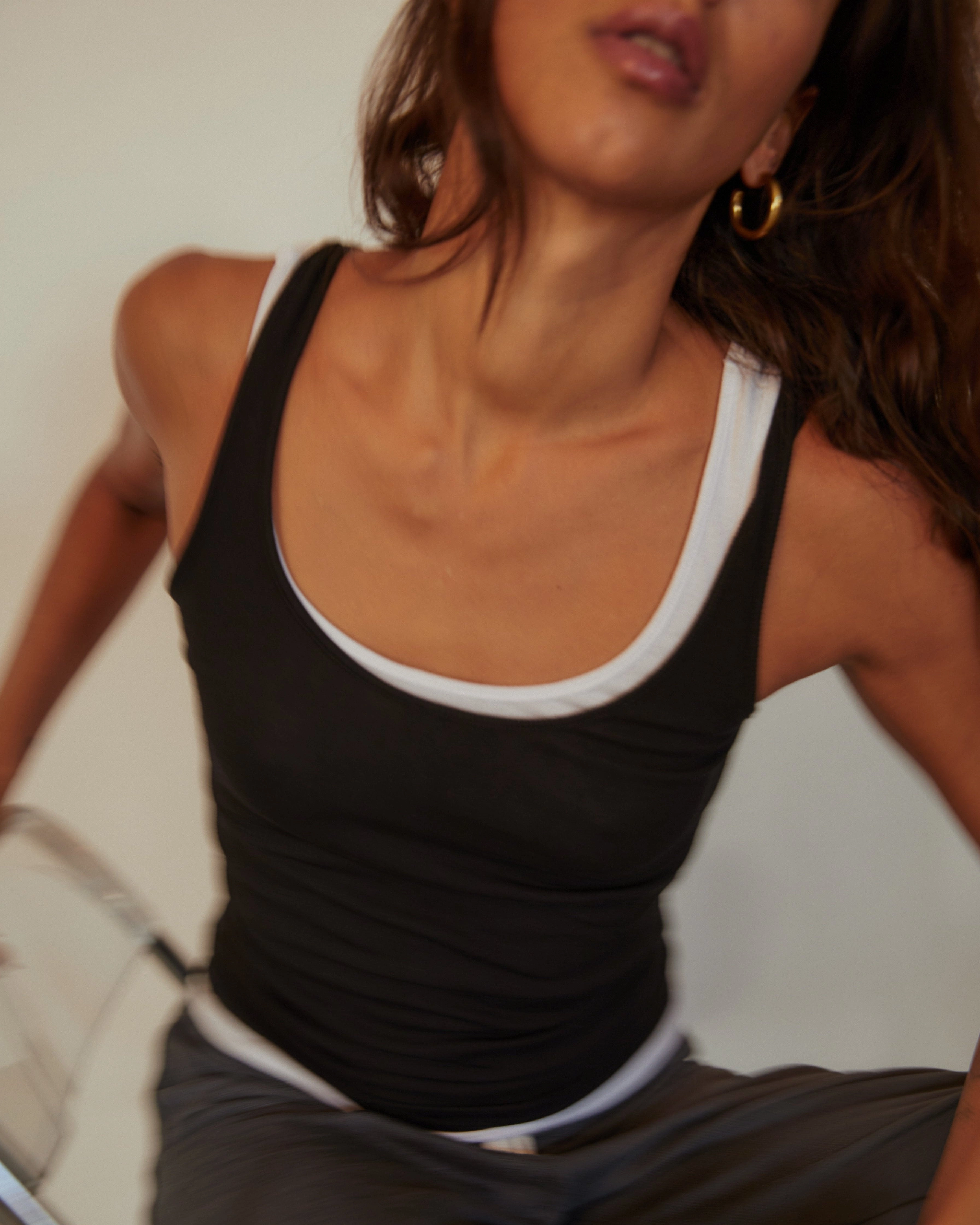 Elegant Vibe Supimafine Rib Scoop Neck Tank