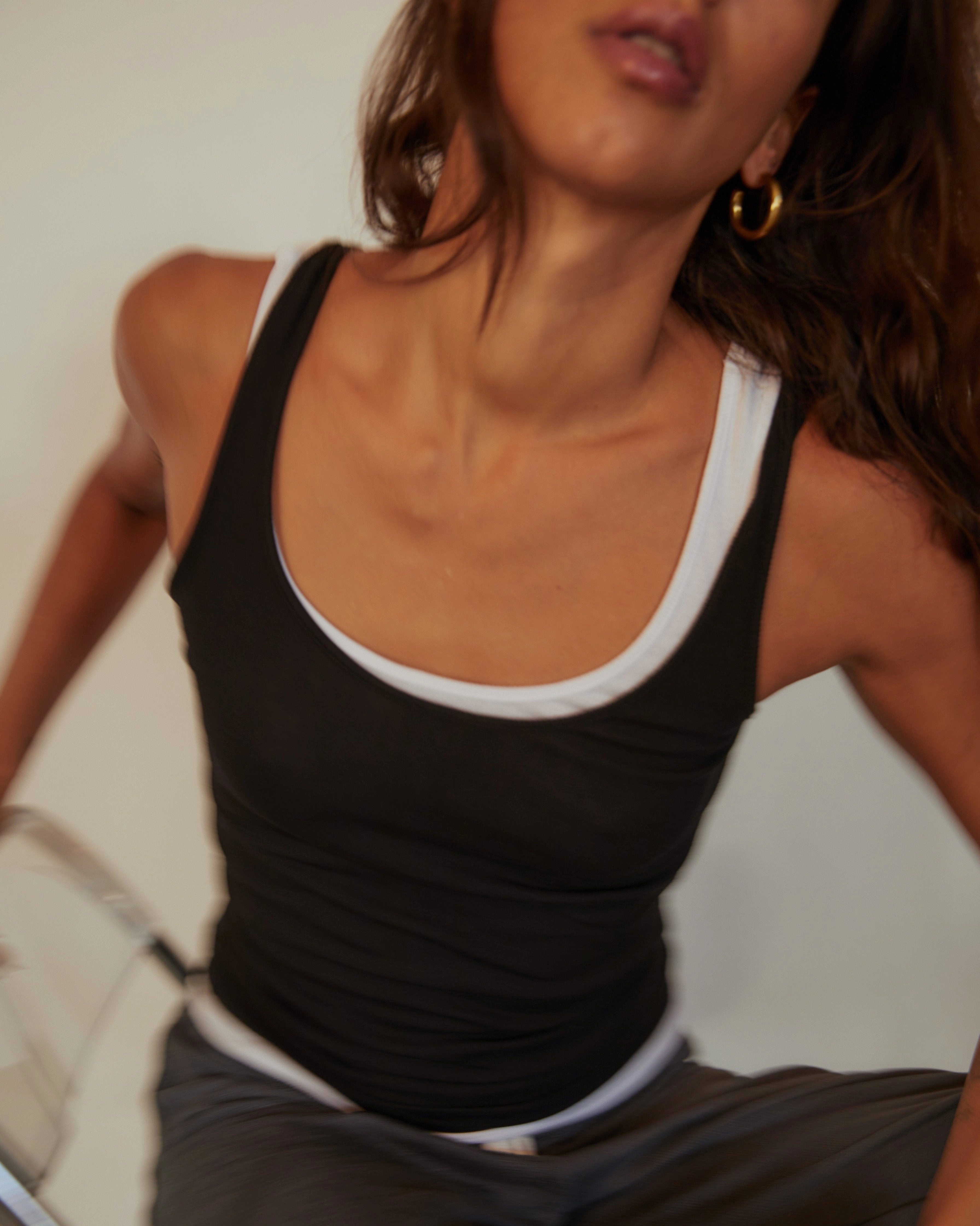 Vibrant casual vest Versatile utility piece Supimafine Rib Scoop Neck Tank