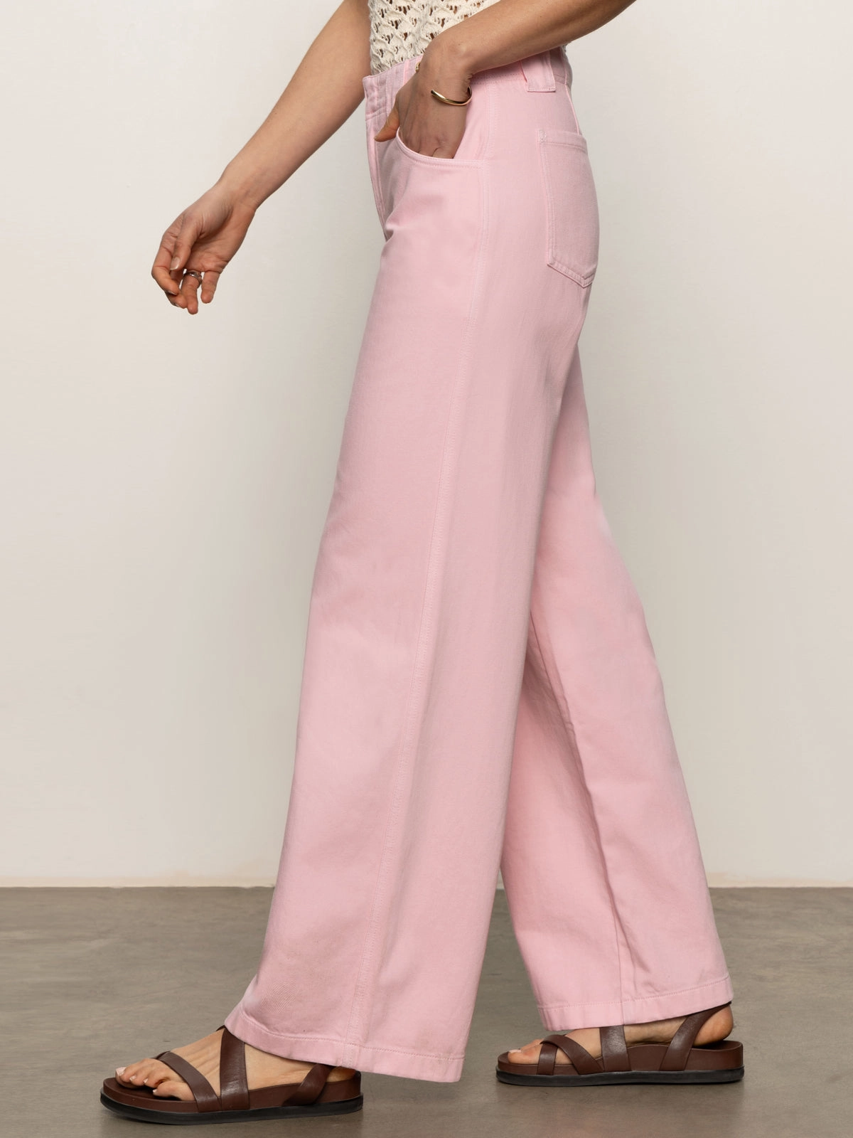 Elegant Waist Arden Wide Leg Jeans Washed Cherry Blossom