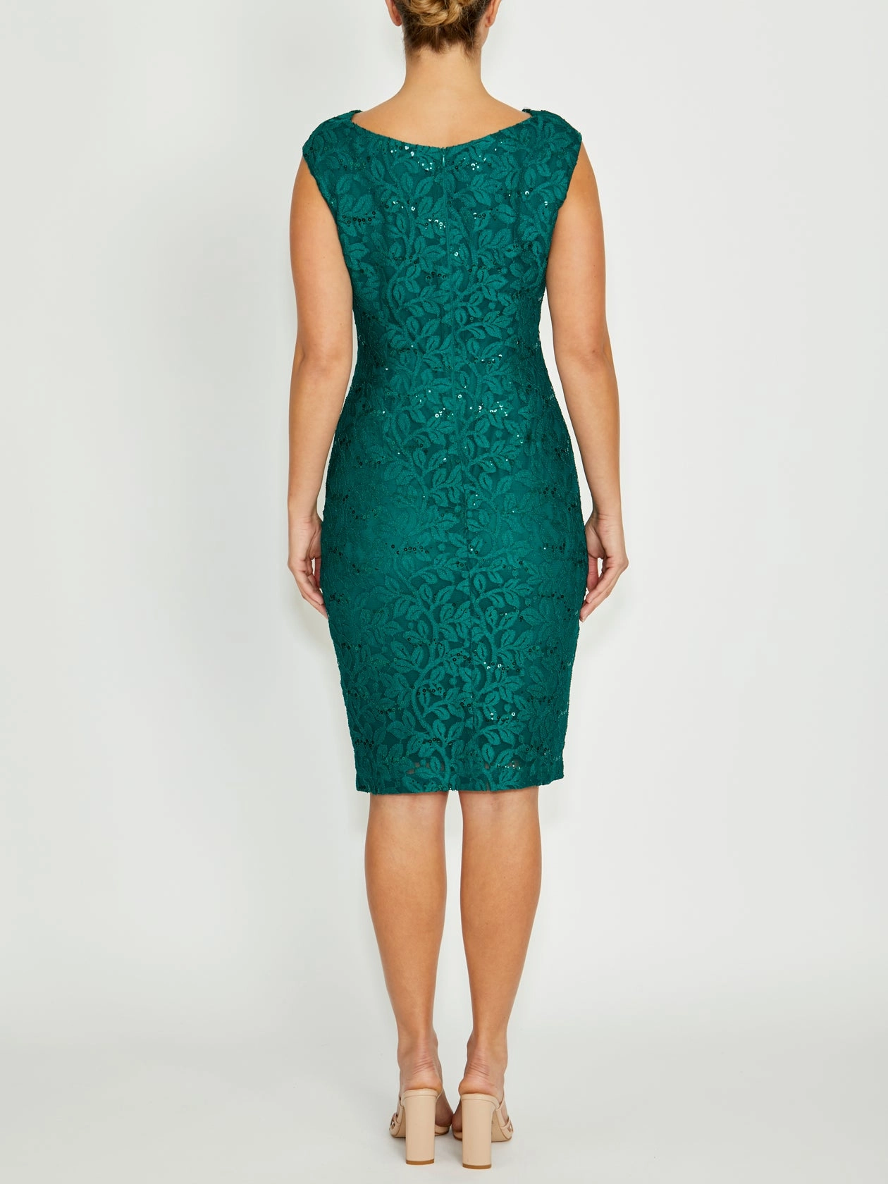 Elisa Green Cowl Neck Dress Invisible Zip