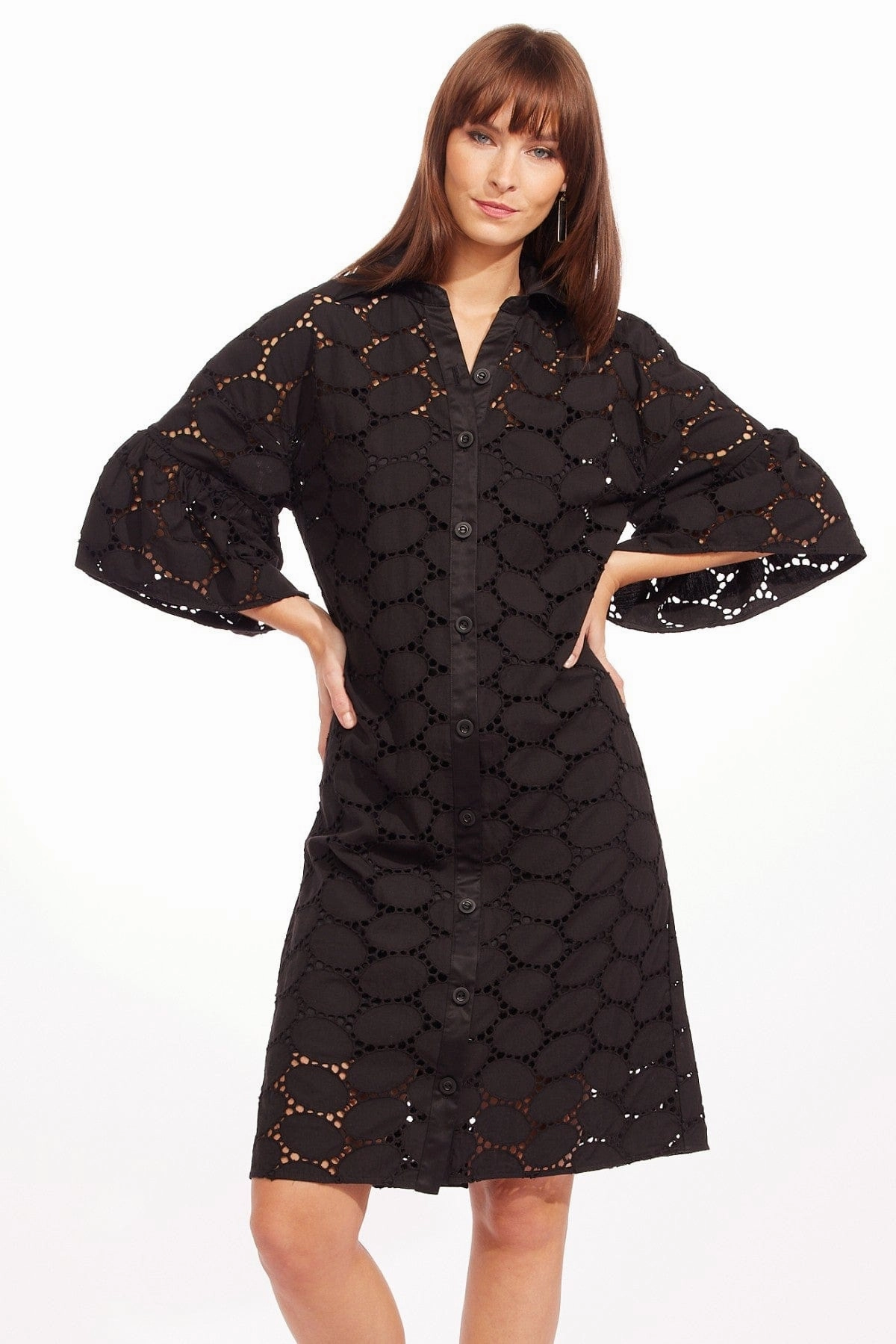 embroidered hem Ankara Dress - Black Oval