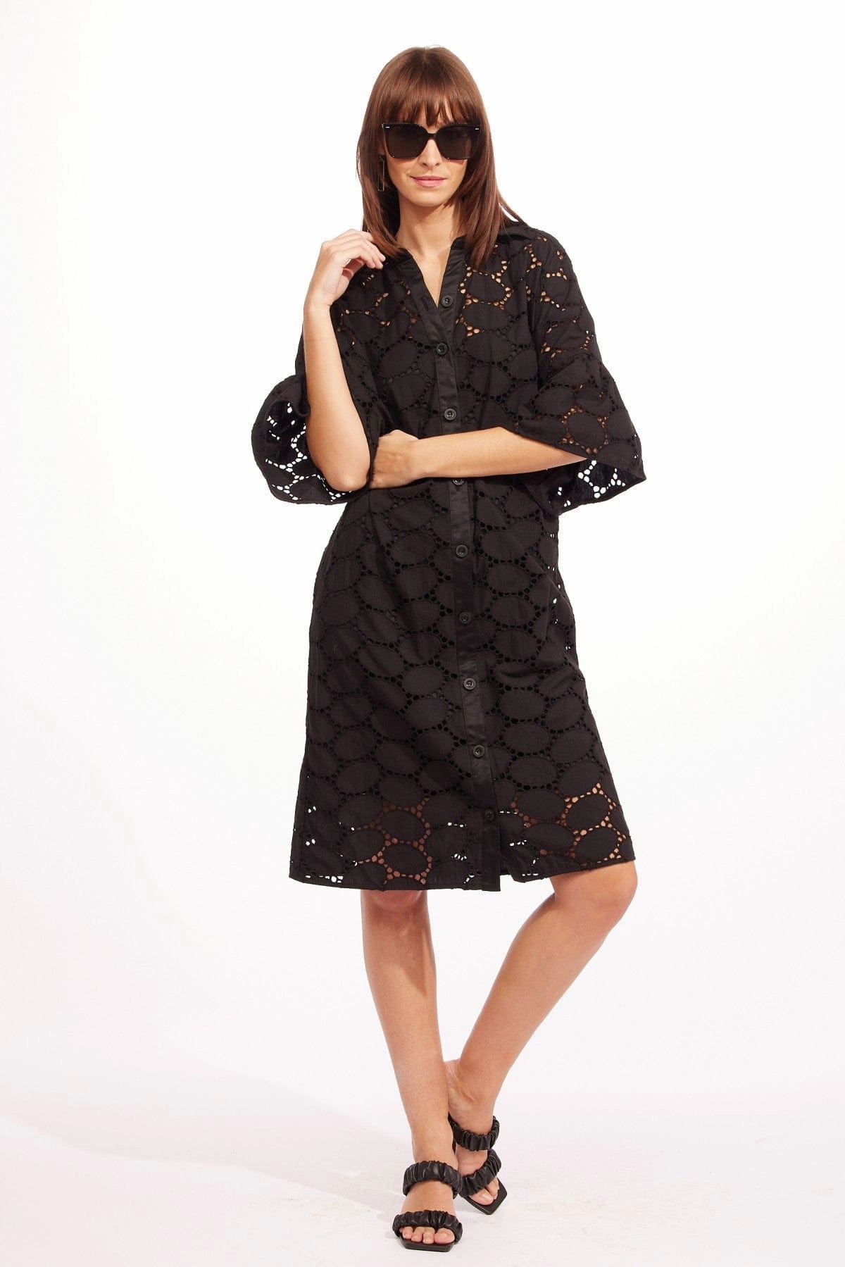 embroidered hem Ankara Dress - Black Oval