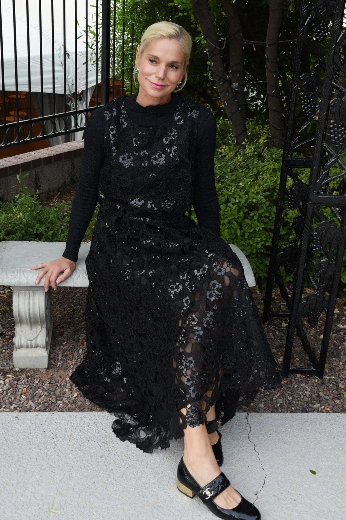 Embroidered Lace Shine Maxi Skirt Casual Fit