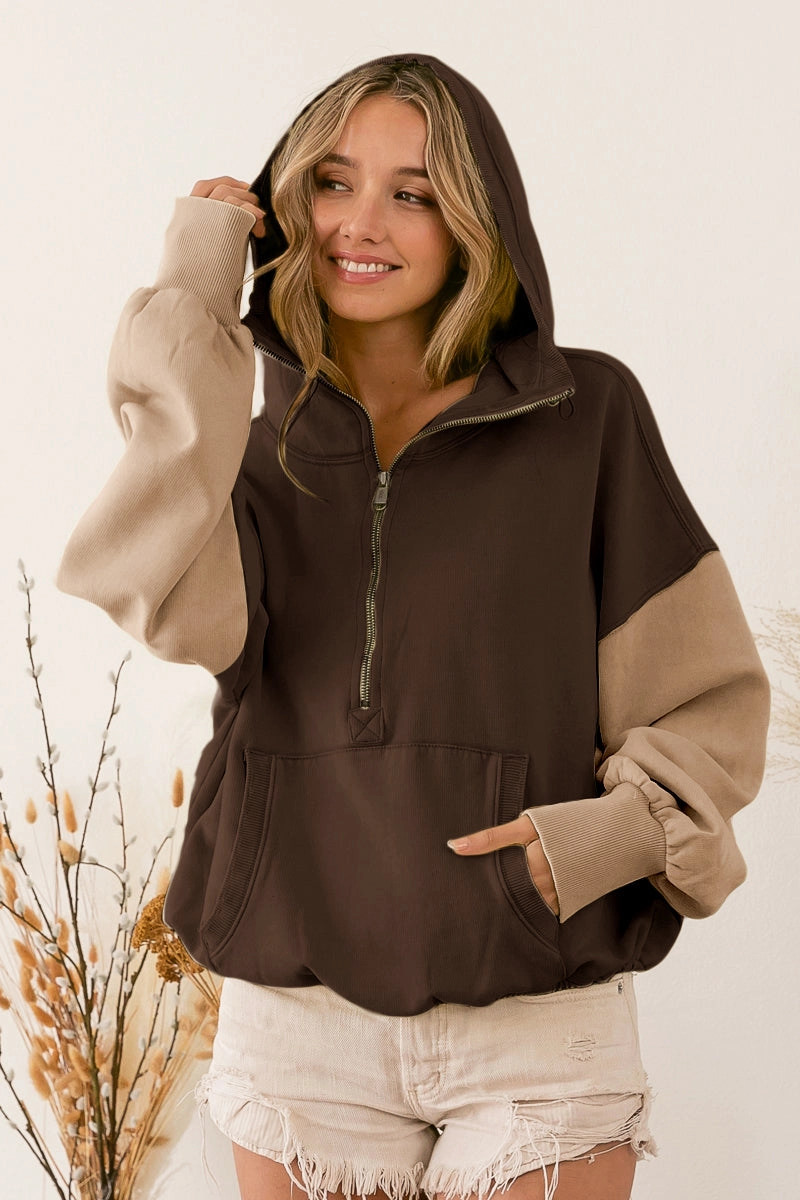 Travel Fit Modern Edge IP8347-02 | COLOR BLOCK ELASTIC HEM FLEECE HOODIE