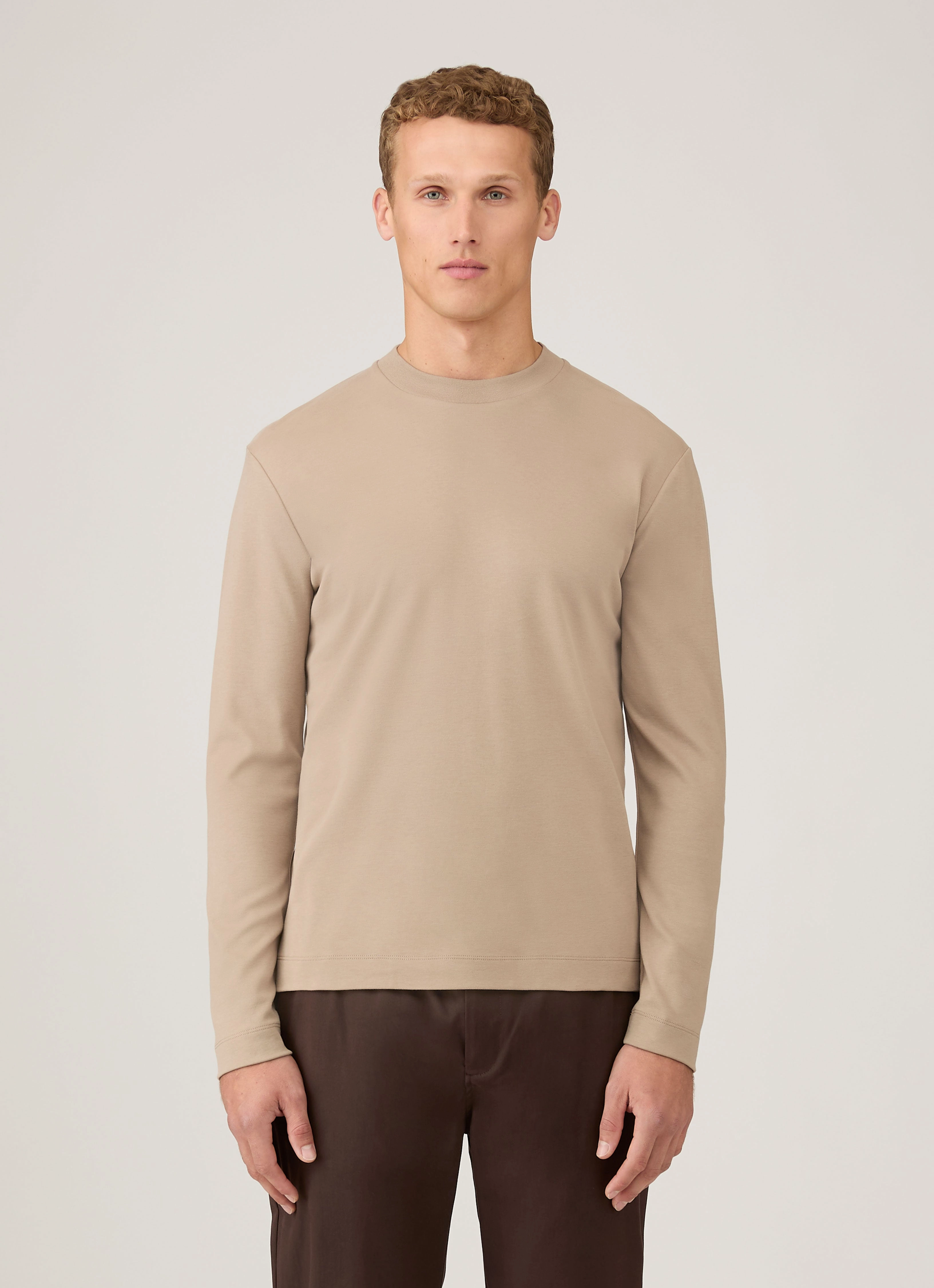 Essential Pick Office Men's Long Sleeve Heavyweight T-shirt in Mink