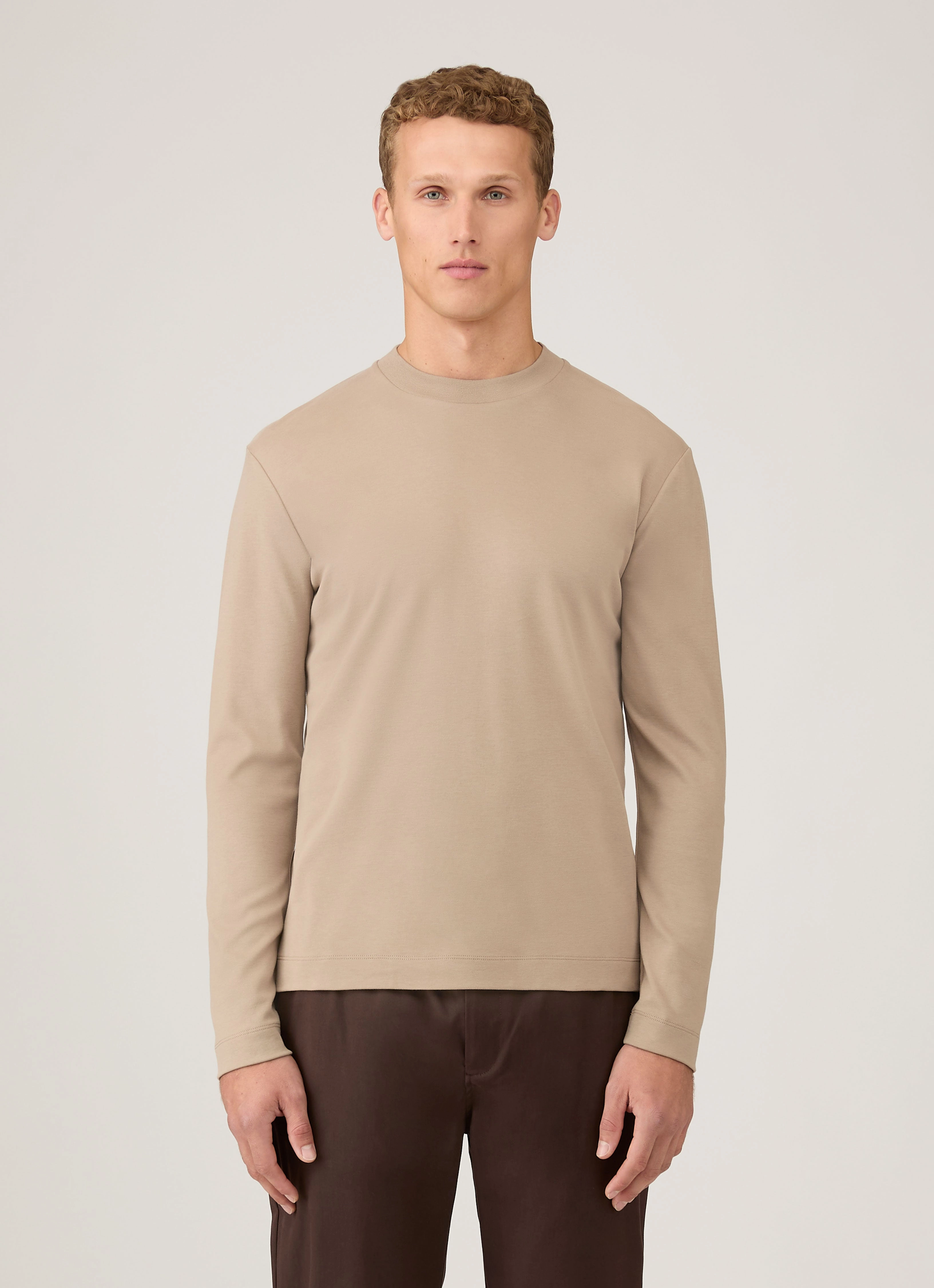 Essential Pick Office Men's Long Sleeve Heavyweight T-shirt in Mink