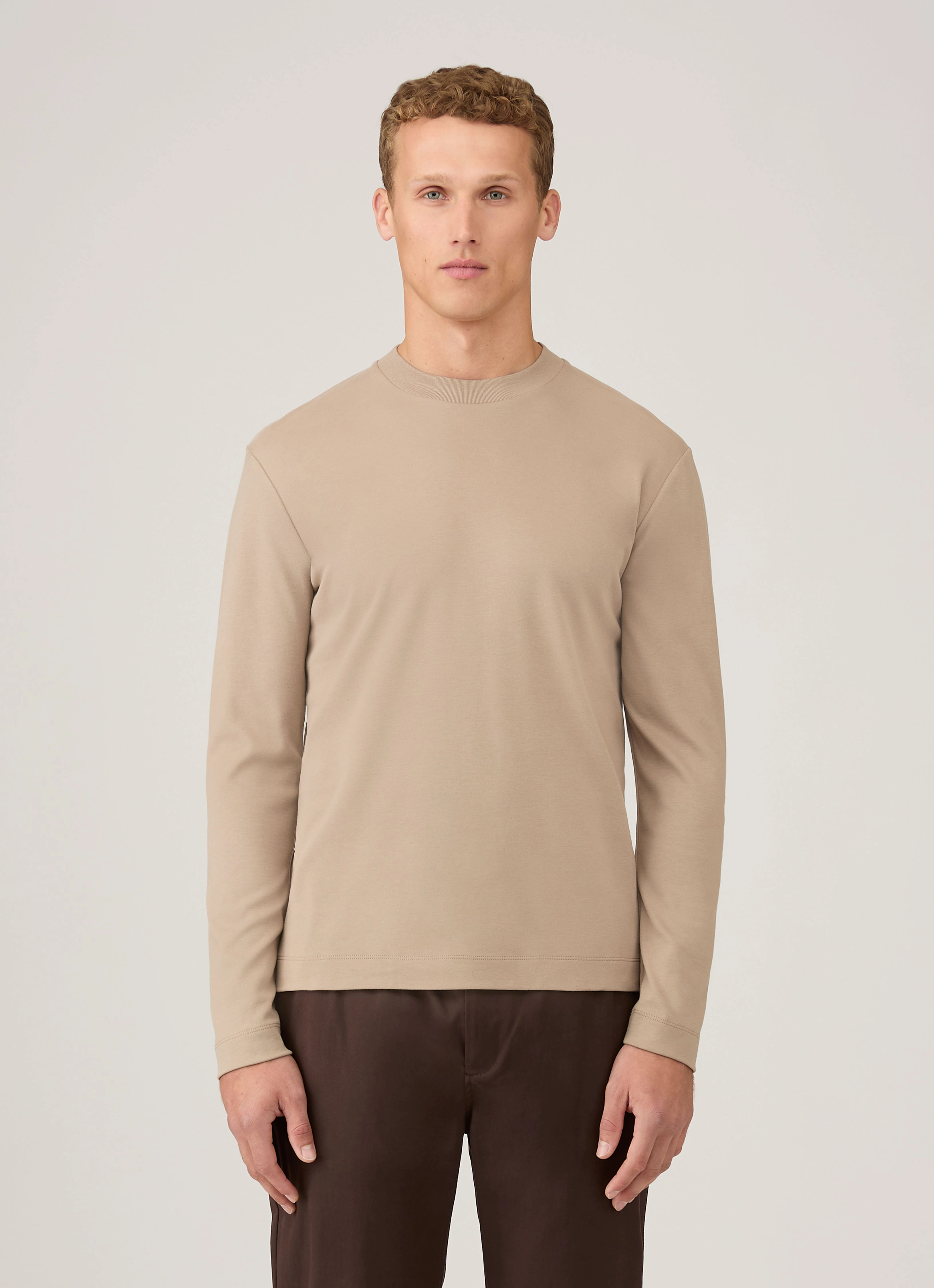 Essential Pick Office Men's Long Sleeve Heavyweight T-shirt in Mink