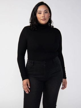 Sharp Style Essential Turtleneck Top Black Extended Sizing