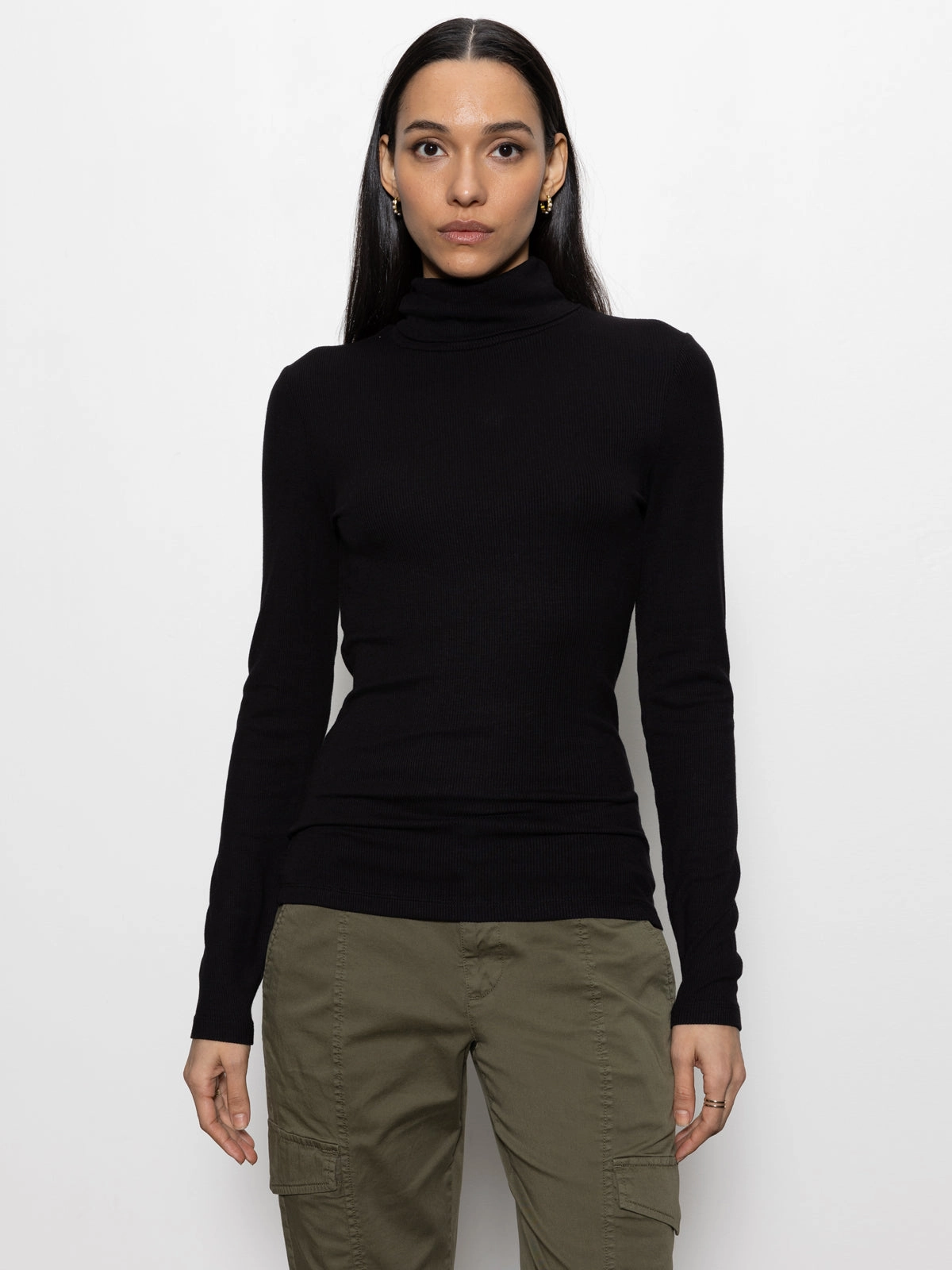 Essential Turtleneck Top Black Modern Draping