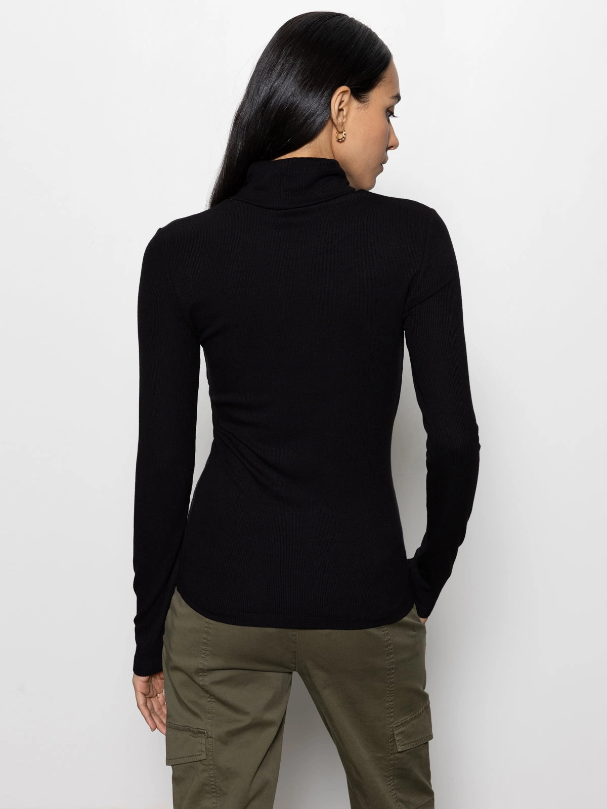 Essential Turtleneck Top Black Modern Draping