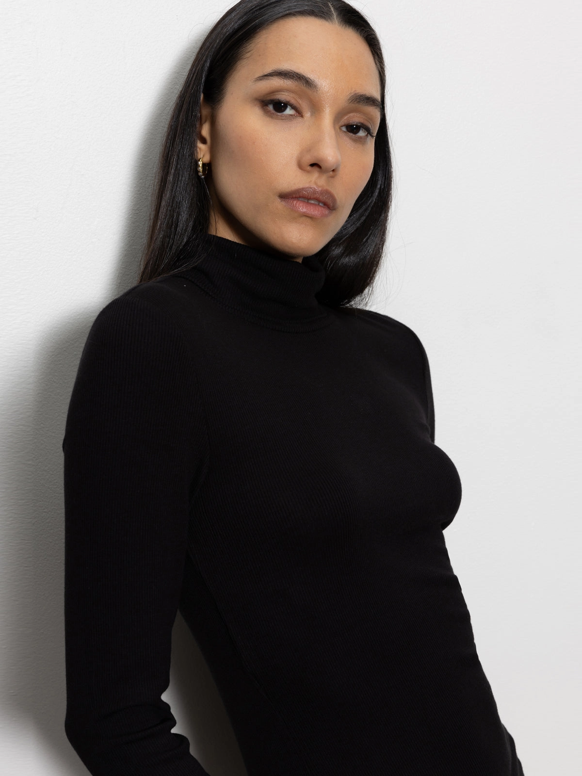 Essential Turtleneck Top Black Modern Draping