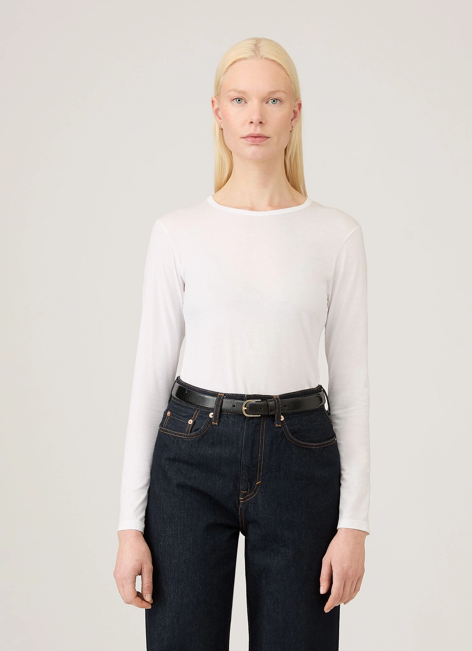 Fashion-forward printed top Light and Breezy Women's Long Sleeve Classic T-shirt in White