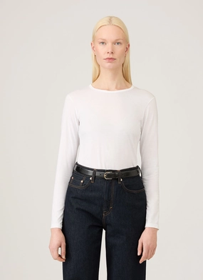 Fashion-forward printed top Light and Breezy Women's Long Sleeve Classic T-shirt in White