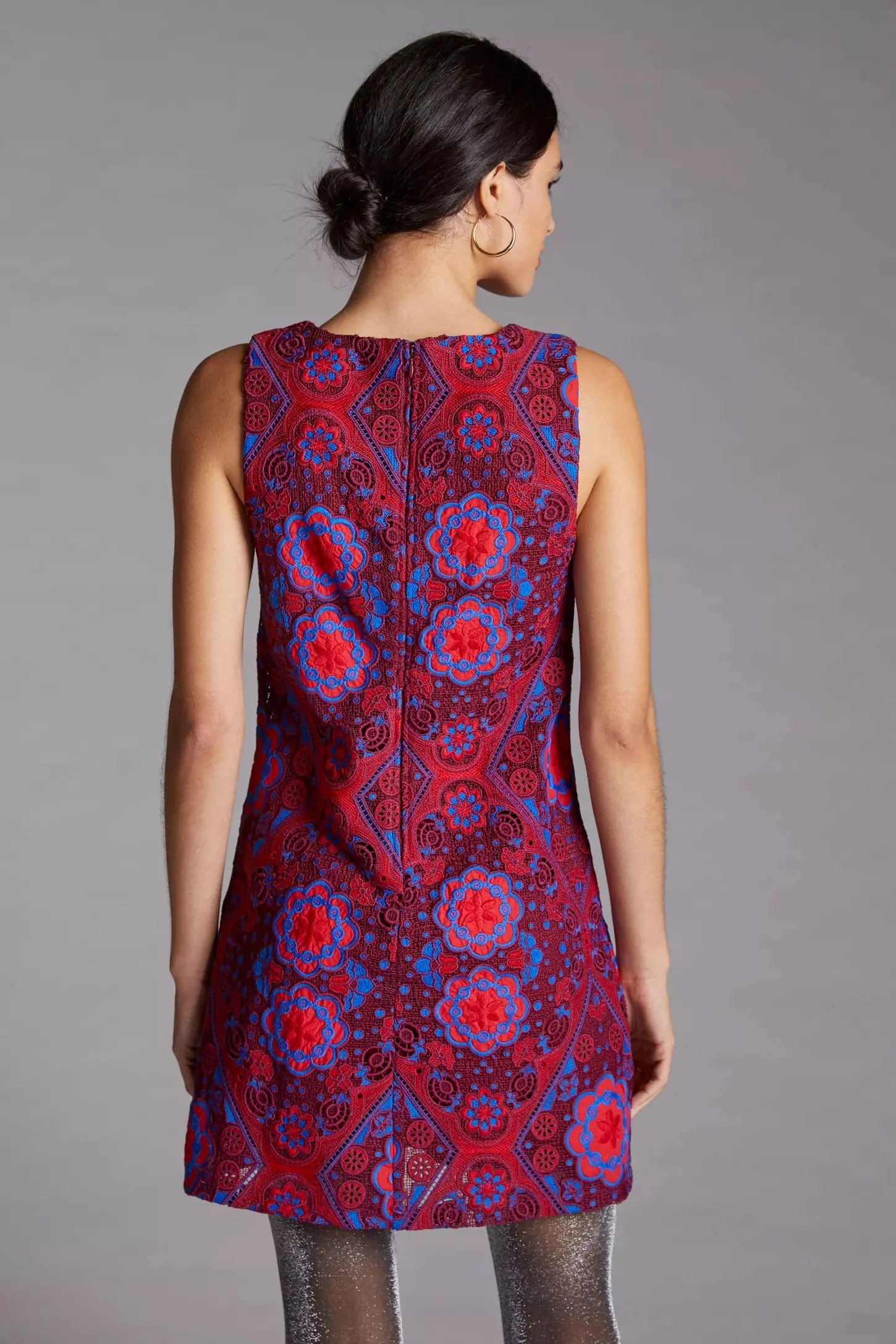 Eyelet Mini Dress - Burgundy Flounce Hem