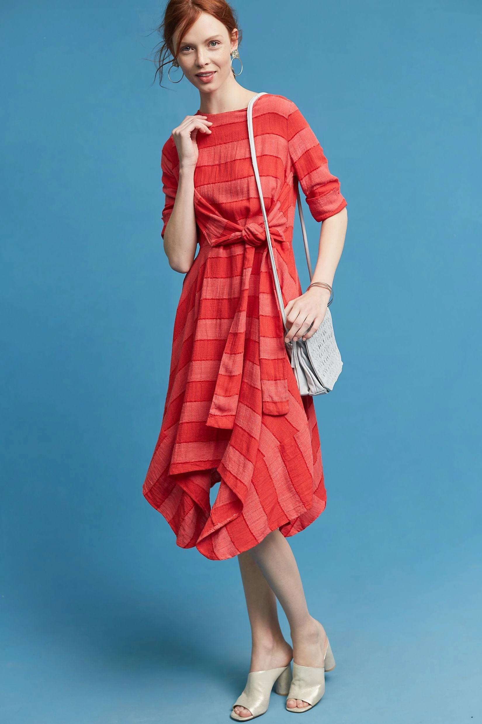Sleek Layer Autumn Mood Ezra Dress - Red Stripe Linen