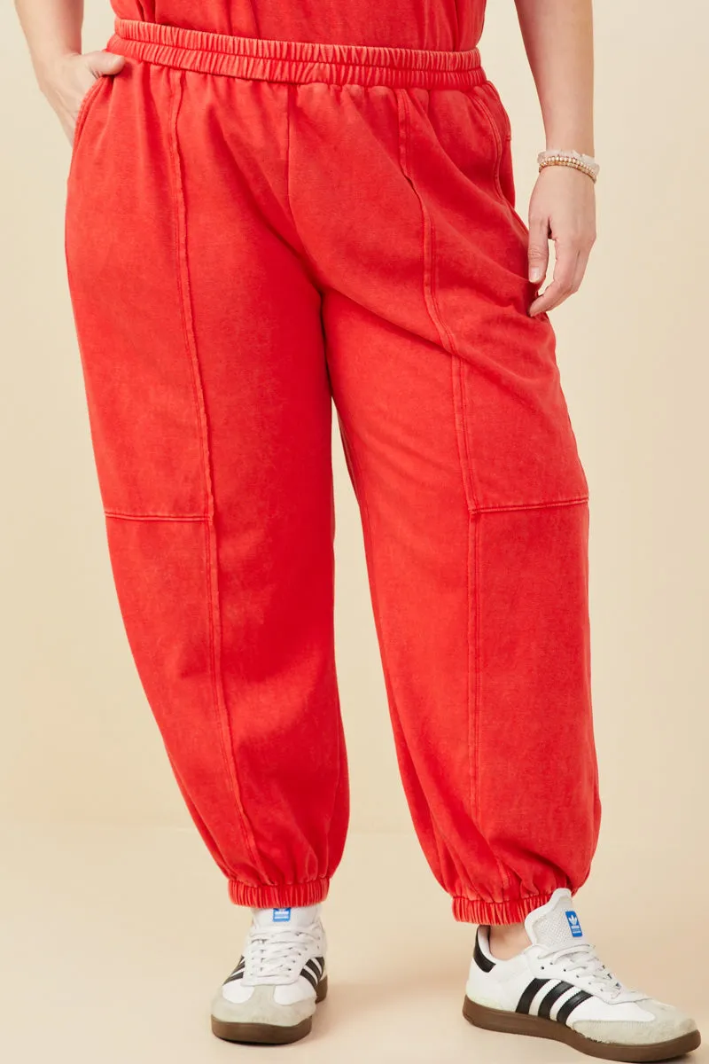 Flexible Use Flared bottom Washed Paneled Knit Joggers