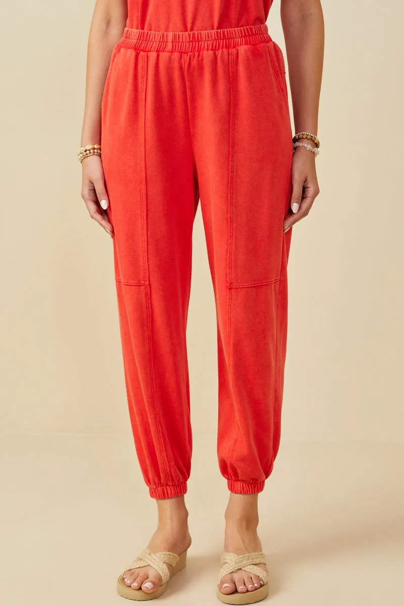 Simple Comfort All Day Style Washed Paneled Knit Joggers