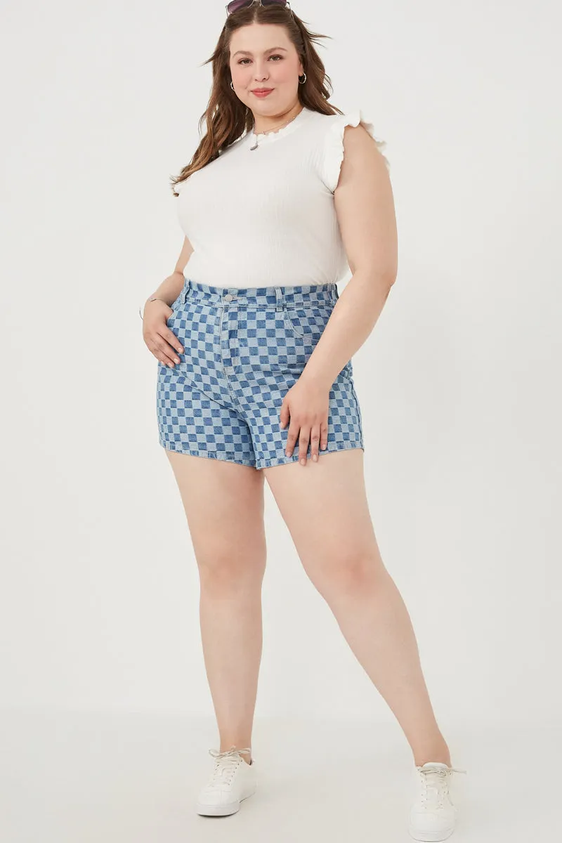 Core Ease Checker Denim Shorts