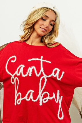 Casual Vibe IP8232J-31 | TINSEL SANTA BABY LETTERING CHRISTMAS SWEATSHIRT