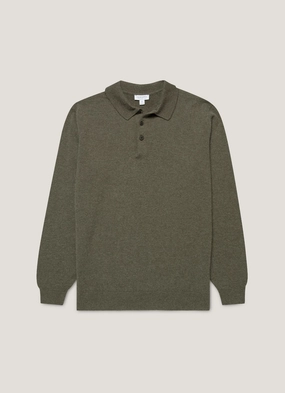 Men's Cashmere Polo Shirt in Khaki City Lifestyle Minimal Trend