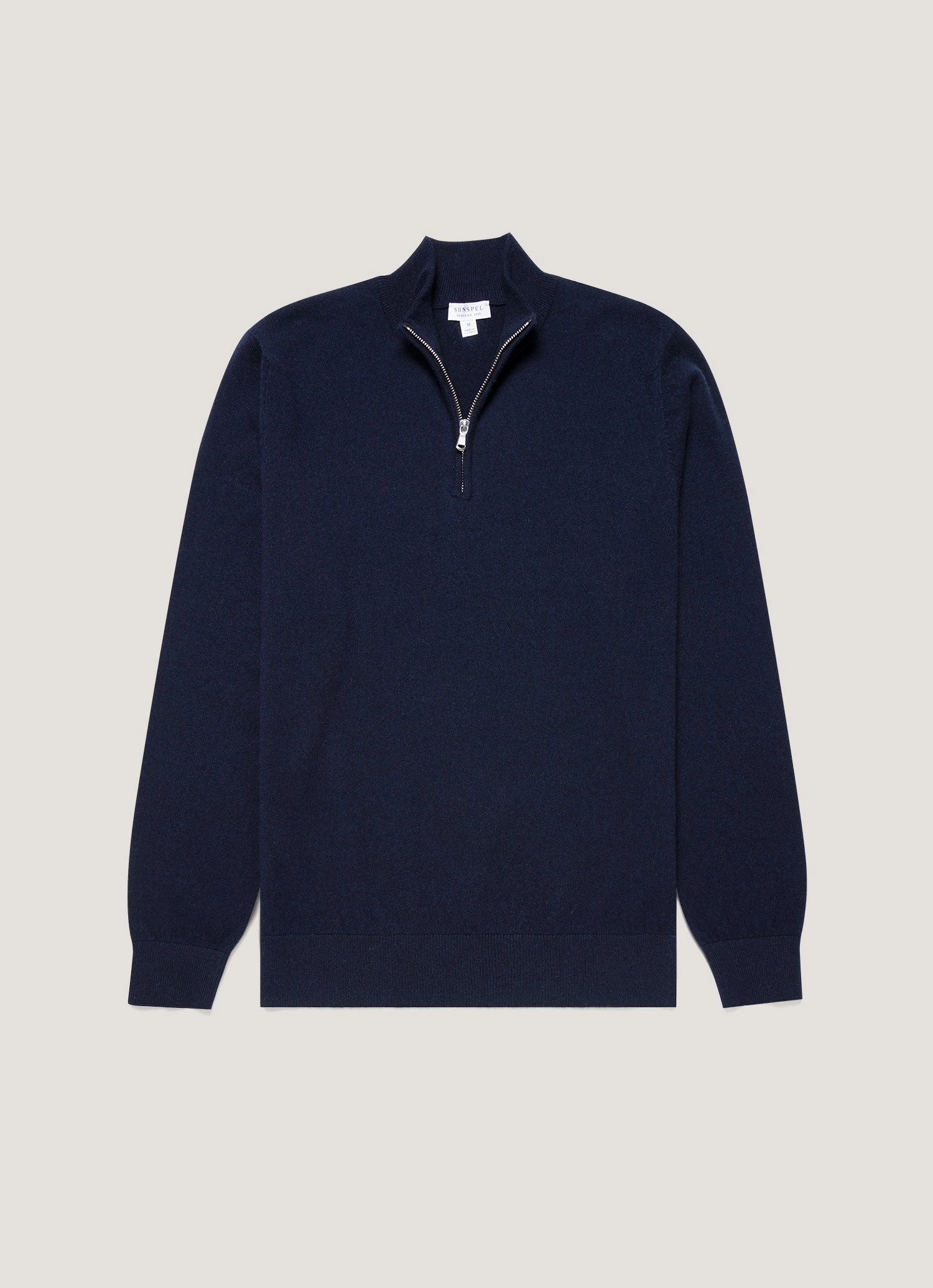Classic warm layer Men's Cashmere Zip Neck Jumper in Navy