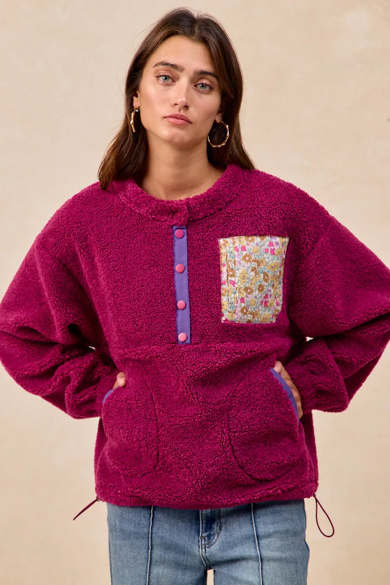 Modern Layers Wind Protection IT4749S-01 | SHERPA FLEECE HALF BUTTONED TOP WITH SIDE POCKETS