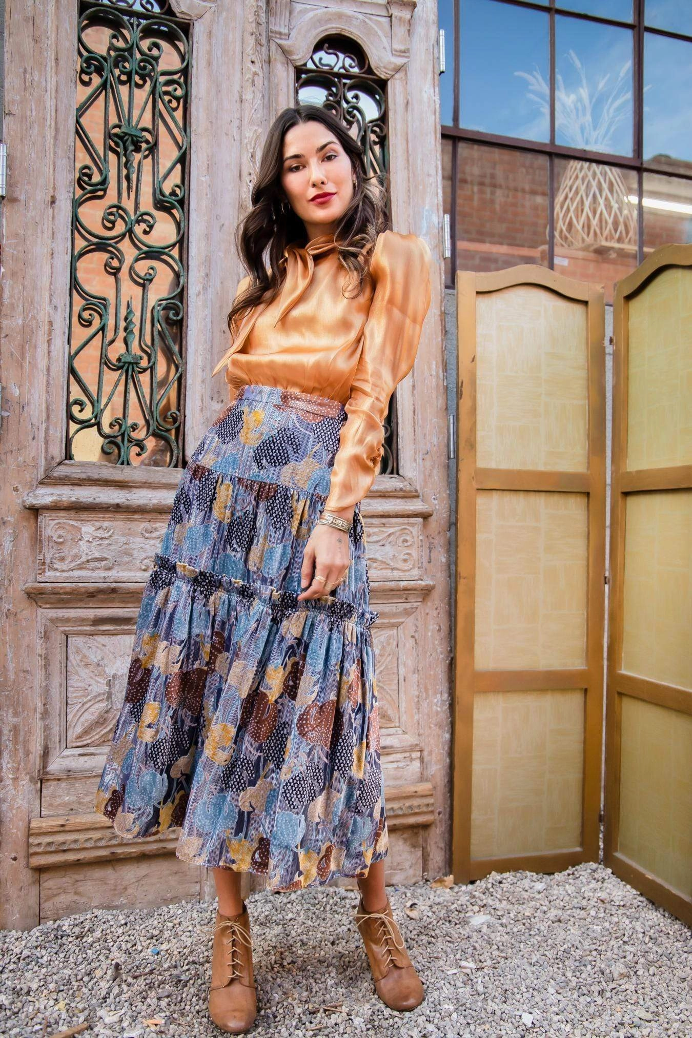 Fenella Maxi Tiered Velvet Skirt Beach Ready