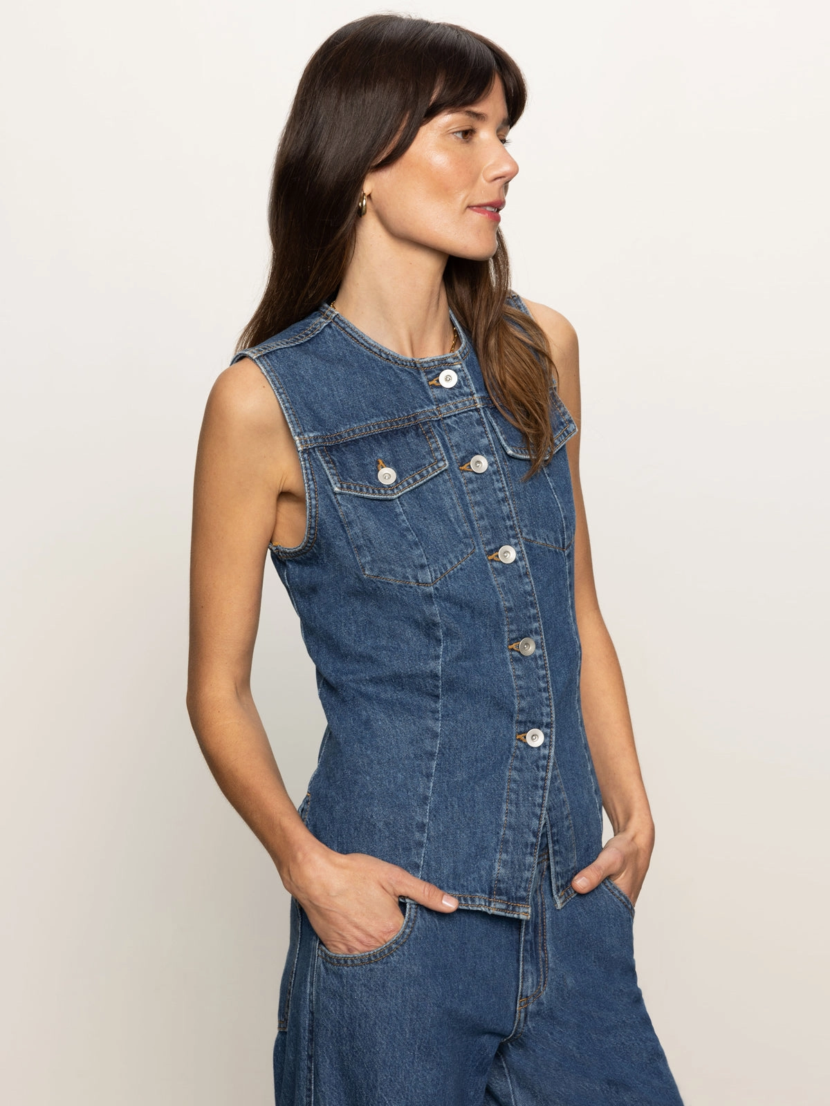 Fit Smooth Maritime Denim Vest Perfect Storm