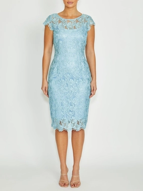 Smart Lines Elegant Mature Millicent Silver Mint Dress