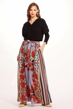 straight type Salinger Wide Leg Pants-Arabesque