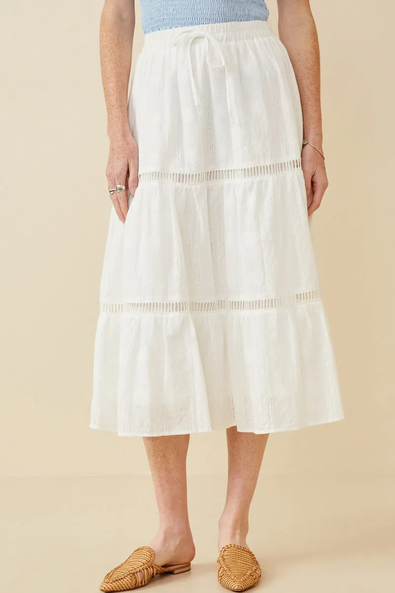 Floral Embroidered Eyelet Skirt With Crochet Detail Smooth Finish
