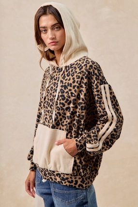 IT4472G-02 | WAFFLE THERMAL AND LEOPARD MIX AND MATCH HOODIE Urban Cool