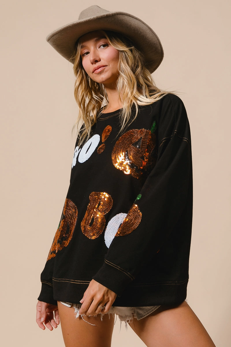 Cozy Comfort IT1508G-18 | HALLOWEEN THEME SEQUIN EMBROIDERIES PULLOVER