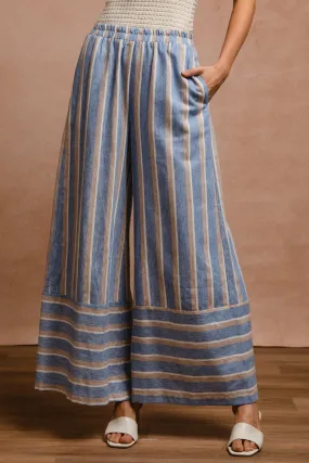 Built-in shorts IB1605S-01 | STRIPE WOVEN WIDE PANTS