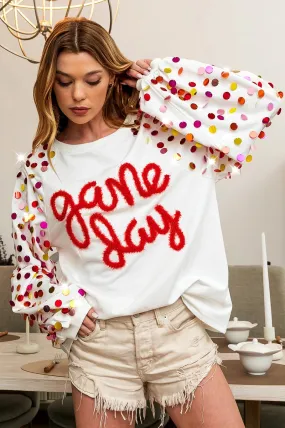 Cuffed hem Vintage Wash IP8320G-04 | GAME DAY MULTI COLORS SPANGLED RAGLAN SLEEVE LIGHTWEIGHT SWEATSHIRT