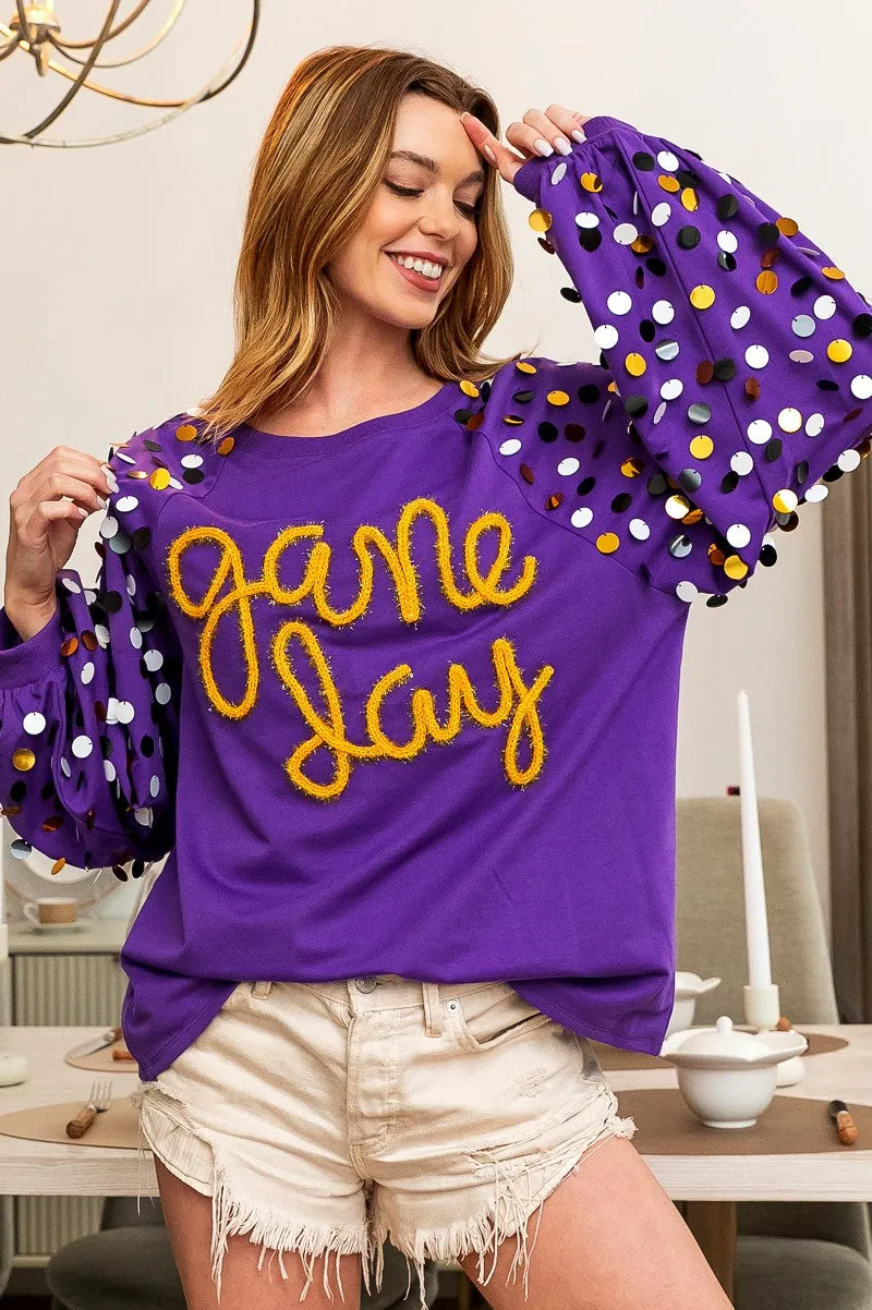 IP8320G-04 | GAME DAY MULTI COLORS SPANGLED RAGLAN SLEEVE LIGHTWEIGHT SWEATSHIRT Back pockets