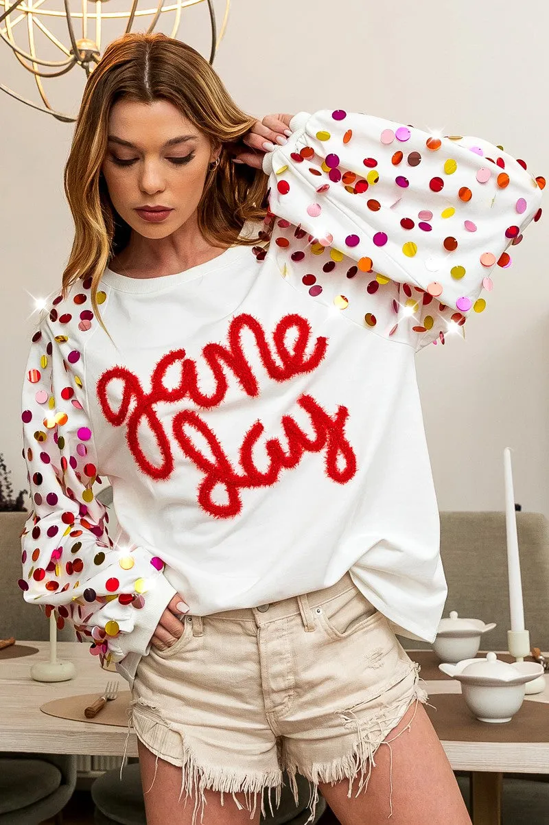 Cuffed hem Vintage Wash IP8320G-04 | GAME DAY MULTI COLORS SPANGLED RAGLAN SLEEVE LIGHTWEIGHT SWEATSHIRT