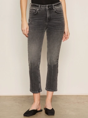 Astra Kick Crop Jean Washed Black Denim gray versatile blue classic