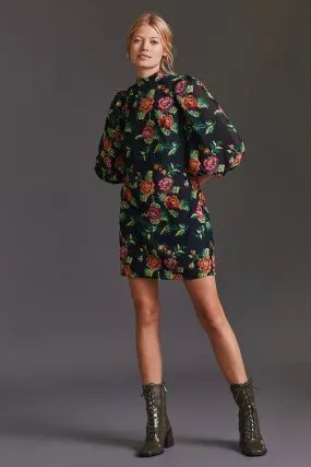 Fashionable above-the-knee gown Embroidered Mini Shift Dress - Rose