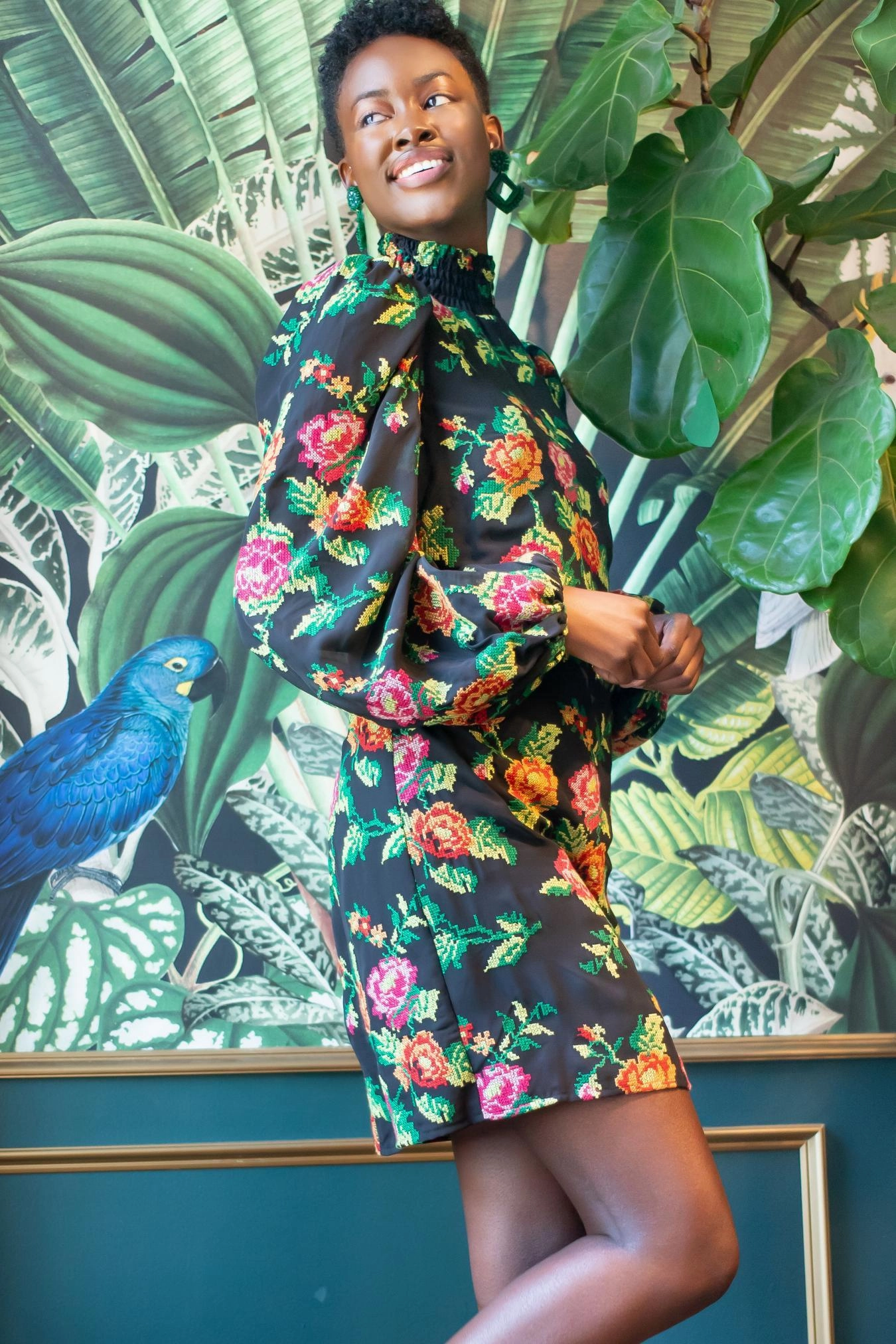 Flirty Wear Embroidered Mini Shift Dress - Rose