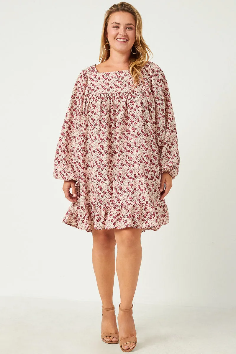 Comfort Look Floral Print Exaggerated Puff Sleeve Baby doll Dress