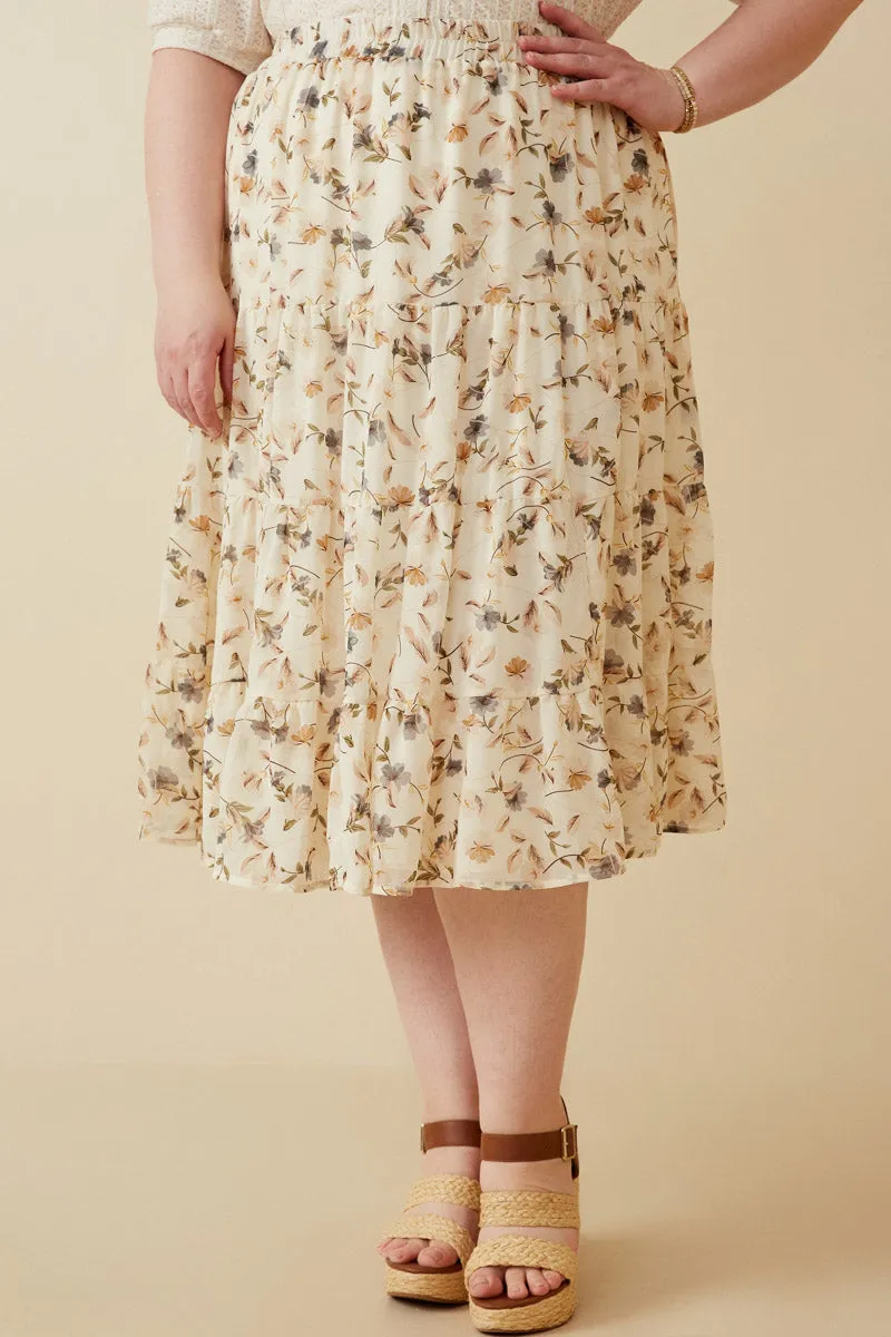 Floral Tiered Chiffon Skirt Modern Waist Flattering Design